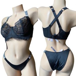 Victoria Secret very sexy Wicked Unlined Shine Strap Balconette Bra set